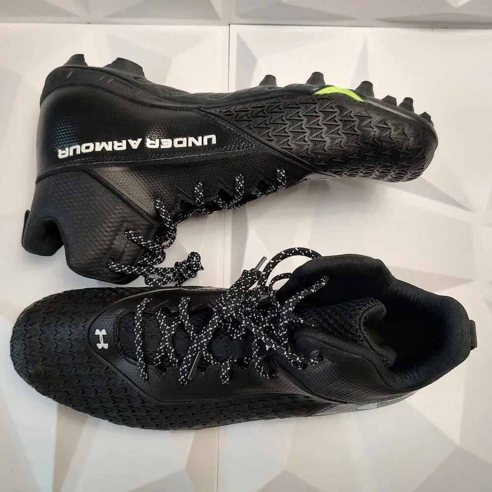 Under Armour Mens Football Cleat 16 Black White Shoe Lacrosse Spine Hammer - Picture 8 of 12